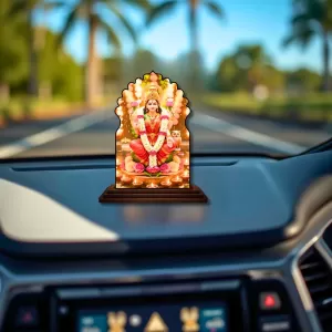 Car Dashboard/Table Top Goddess Lakshmi Wooden Temple Photo Stand 3x4 Inches, Compact & Stylish Spiritual Display For Car, Home & Office (Pack Of 1) (F22552) Car Dashboard/Table Top Goddess Lakshmi Wooden Temple Photo Stand 3x4 Inches, Compact & Stylish Spiritual Display For Car, Home & Office (Pack Of 1) (F22552)