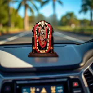 Car Dashboard/Table Top Lord Balaji Wooden Temple Photo Stand  3x4 Inches, Compact & Stylish Spiritual Display For Car, Home & Office (Pack Of 1) (F22560)