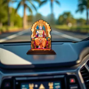 Car Dashboard/Table Top Lord Rama Wooden Temple Photo Stand  3x4 Inches, Compact & Stylish Spiritual Display For Car, Home & Office (Pack Of 1) (F22564)