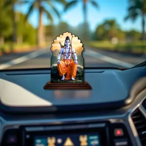 Car Dashboard/Table Top Lord Rama Wooden Temple Photo Stand 3x4 Inches, Compact & Stylish Spiritual Display For Car, Home & Office (Pack Of 1) (F22565) Car Dashboard/Table Top Lord Rama Wooden Temple Photo Stand 3x4 Inches, Compact & Stylish Spiritual Display For Car, Home & Office (Pack Of 1) (F22565)