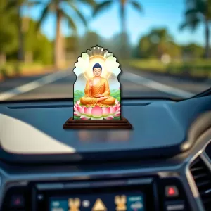 Car Dashboard/Table Top Serene Buddha Wooden Temple Photo Stand 3x4 Inches, Compact & Stylish Spiritual Display For Car, Home & Office (Pack Of 1) (F22567) Car Dashboard/Table Top Serene Buddha Wooden Temple Photo Stand 3x4 Inches, Compact & Stylish Spiritual Display For Car, Home & Office (Pack Of 1) (F22567)