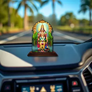 Car Dashboard/Table Top Lord Murugan Wooden Temple Photo Stand 3x4 Inches, Compact & Stylish Spiritual Display For Car, Home & Office (Pack Of 1) (F22568) Car Dashboard/Table Top Lord Murugan Wooden Temple Photo Stand 3x4 Inches, Compact & Stylish Spiritual Display For Car, Home & Office (Pack Of 1) (F22568)