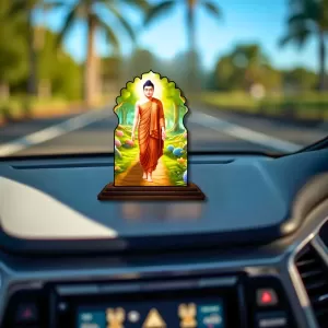Car Dashboard/Table Top Serene Buddha Wooden Temple Photo Stand 3x4 Inches, Compact & Stylish Spiritual Display For Car, Home & Office (Pack Of 1) (F22570) Car Dashboard/Table Top Serene Buddha Wooden Temple Photo Stand 3x4 Inches, Compact & Stylish Spiritual Display For Car, Home & Office (Pack Of 1) (F22570)