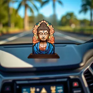 Car Dashboard/Table Top Serene Buddha Wooden Temple Photo Stand 3x4 Inches, Compact & Stylish Spiritual Display For Car, Home & Office (Pack Of 1) (F22572) Car Dashboard/Table Top Serene Buddha Wooden Temple Photo Stand 3x4 Inches, Compact & Stylish Spiritual Display For Car, Home & Office (Pack Of 1) (F22572)