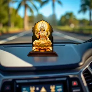 Car Dashboard/Table Top Goddess Lakshmi Wooden Temple Photo Stand 3x4 Inches, Compact & Stylish Spiritual Display For Car, Home & Office (Pack Of 1) (F22573) Car Dashboard/Table Top Goddess Lakshmi Wooden Temple Photo Stand 3x4 Inches, Compact & Stylish Spiritual Display For Car, Home & Office (Pack Of 1) (F22573)