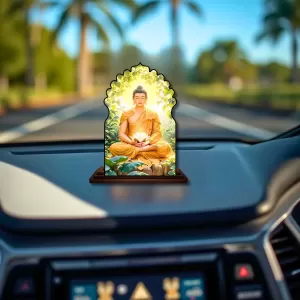 Car Dashboard/Table Top Serene Buddha Wooden Temple Photo Stand 3x4 Inches, Compact & Stylish Spiritual Display For Car, Home & Office (Pack Of 1) (F22576) Car Dashboard/Table Top Serene Buddha Wooden Temple Photo Stand 3x4 Inches, Compact & Stylish Spiritual Display For Car, Home & Office (Pack Of 1) (F22576)