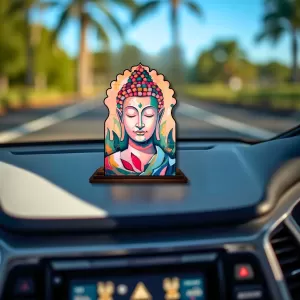 Car Dashboard/Table Top Serene Buddha Wooden Temple Photo Stand 3x4 Inches, Compact & Stylish Spiritual Display For Car, Home & Office (Pack Of 1) (F22579) Car Dashboard/Table Top Serene Buddha Wooden Temple Photo Stand 3x4 Inches, Compact & Stylish Spiritual Display For Car, Home & Office (Pack Of 1) (F22579)