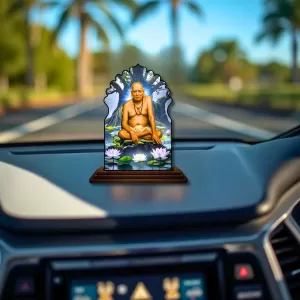Car Dashboard/Table Top Swami Samarth Wooden Temple Photo Stand 3x4 Inches, Compact & Stylish Spiritual Display For Car, Home & Office (Pack Of 1) (F22581) Car Dashboard/Table Top Swami Samarth Wooden Temple Photo Stand 3x4 Inches, Compact & Stylish Spiritual Display For Car, Home & Office (Pack Of 1) (F22581)