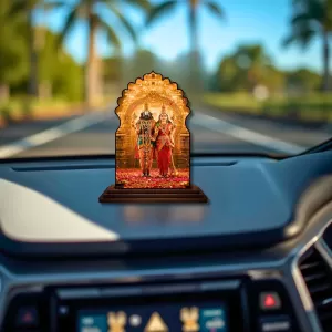 Car Dashboard/Table Top Lord Balaji Wooden Temple Photo Stand  3x4 Inches, Compact & Stylish Spiritual Display For Car, Home & Office (Pack Of 1) (F22585)