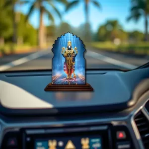 Car Dashboard/Table Top Lord Balaji Wooden Temple Photo Stand  3x4 Inches, Compact & Stylish Spiritual Display For Car, Home & Office (Pack Of 1) (F22587)