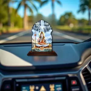Car Dashboard/Table Top Lord Shiva Wooden Temple Photo Stand 3x4 Inches, Compact & Stylish Spiritual Display For Car, Home & Office (Pack Of 1) (F22598) Car Dashboard/Table Top Lord Shiva Wooden Temple Photo Stand 3x4 Inches, Compact & Stylish Spiritual Display For Car, Home & Office (Pack Of 1) (F22598)