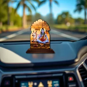 Car Dashboard/Table Top Lord Shiva Wooden Temple Photo Stand 3x4 Inches, Compact & Stylish Spiritual Display For Car, Home & Office (Pack Of 1) (F22599) Car Dashboard/Table Top Lord Shiva Wooden Temple Photo Stand 3x4 Inches, Compact & Stylish Spiritual Display For Car, Home & Office (Pack Of 1) (F22599)