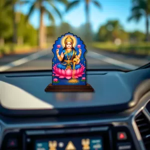 Car Dashboard/Table Top Goddess Lakshmi Wooden Temple Photo Stand 3x4 Inches, Compact & Stylish Spiritual Display For Car, Home & Office (Pack Of 1) (F22602) Car Dashboard/Table Top Goddess Lakshmi Wooden Temple Photo Stand 3x4 Inches, Compact & Stylish Spiritual Display For Car, Home & Office (Pack Of 1) (F22602)