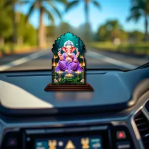 Car Dashboard/Table Top Lord Balaji Wooden Temple Photo Stand  3x4 Inches, Compact & Stylish Spiritual Display For Car, Home & Office (Pack Of 1) (F22615)