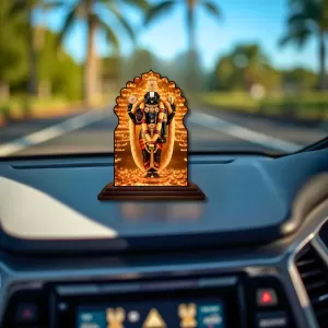 Car Dashboard/Table Top Ram Lalla Wooden Temple Photo Stand 3x4 Inches, Compact & Stylish Spiritual Display For Car, Home & Office (Pack Of 1) (F22616) Car Dashboard/Table Top Ram Lalla Wooden Temple Photo Stand 3x4 Inches, Compact & Stylish Spiritual Display For Car, Home & Office (Pack Of 1) (F22616)