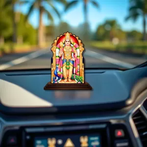 Car Dashboard/Table Top Lord Murugan Subramanya Swamy Wooden Temple Photo Stand 3x4 Inches, Compact & Stylish Spiritual Display For Car, Home & Office (Pack Of 1) (F22622) Car Dashboard/Table Top Lord Murugan Subramanya Swamy Wooden Temple Photo Stand 3x4 Inches, Compact & Stylish Spiritual Display For Car, Home & Office (Pack Of 1) (F22622)