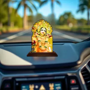 Car Dashboard/Table Top Radha Wooden Temple Photo Stand 3x4 Inches, Compact & Stylish Spiritual Display For Car, Home & Office (Pack Of 1) (F22632) Car Dashboard/Table Top Radha Wooden Temple Photo Stand 3x4 Inches, Compact & Stylish Spiritual Display For Car, Home & Office (Pack Of 1) (F22632)
