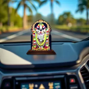 Car Dashboard/Table Top Lord Venkateshwara Wooden Temple Photo Stand 3x4 Inches, Compact & Stylish Spiritual Display For Car, Home & Office (Pack Of 1) (F22633) Car Dashboard/Table Top Lord Venkateshwara Wooden Temple Photo Stand 3x4 Inches, Compact & Stylish Spiritual Display For Car, Home & Office (Pack Of 1) (F22633)