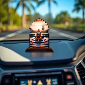 Car Dashboard/Table Top Shiv Lingam Wooden Temple Photo Stand  3x4 Inches, Compact & Stylish Spiritual Display For Car, Home & Office (Pack Of 1) (F22643)