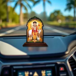 Car Dashboard/Table Top God Dattatreya Wooden Temple Photo Stand 3x4 Inches, Compact & Stylish Spiritual Display For Car, Home & Office (Pack Of 1) (F22667) Car Dashboard/Table Top God Dattatreya Wooden Temple Photo Stand 3x4 Inches, Compact & Stylish Spiritual Display For Car, Home & Office (Pack Of 1) (F22667)