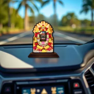 Car Dashboard/Table Top Mahakaleshwar Jyothirlingam Wooden Temple Photo Stand 3x4 Inches, Compact & Stylish Spiritual Display For Car, Home & Office (Pack Of 1) (F22676) Car Dashboard/Table Top Mahakaleshwar Jyothirlingam Wooden Temple Photo Stand 3x4 Inches, Compact & Stylish Spiritual Display For Car, Home & Office (Pack Of 1) (F22676)