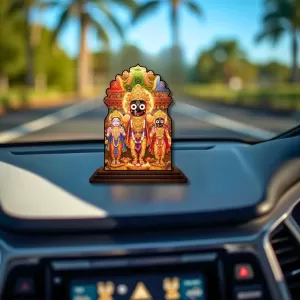 Car Dashboard/Table Top Lord Jagannath Wooden Temple Photo Stand 3x4 Inches, Compact & Stylish Spiritual Display For Car, Home & Office (Pack Of 1) (F22688) Car Dashboard/Table Top Lord Jagannath Wooden Temple Photo Stand 3x4 Inches, Compact & Stylish Spiritual Display For Car, Home & Office (Pack Of 1) (F22688)
