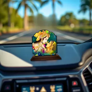 Car Dashboard/Table Top Radha Krishna Wooden Rectangle Photo Stand 3x4 Inches, Compact & Stylish Spiritual Display For Car, Home & Office (Pack Of 1) (F22204) Car Dashboard/Table Top Radha Krishna Wooden Rectangle Photo Stand 3x4 Inches, Compact & Stylish Spiritual Display For Car, Home & Office (Pack Of 1) (F22204)