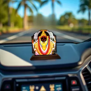 Car Dashboard/Table Top Kalighat Maa Kali Wooden Rectangle Photo Stand  3x4 Inches, Compact & Stylish Spiritual Display For Car, Home & Office (Pack Of 1) (F22212)