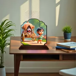 Car Dashboard/Table Top Lord Jagannath Wooden Rectangle Photo Stand  3x4 Inches, Compact & Stylish Spiritual Display For Car, Home & Office (Pack Of 1) (F22227)