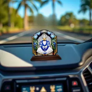 Car Dashboard/Table Top Khatu Shyam Ji Wooden Rectangle Photo Stand  3x4 Inches, Compact & Stylish Spiritual Display For Car, Home & Office (Pack Of 1) (F22246)