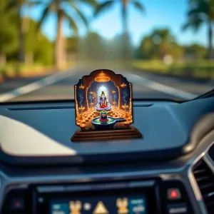 Car Dashboard/Table Top Laord Shiva Wooden Rectangle Photo Stand  3x4 Inches, Compact & Stylish Spiritual Display For Car, Home & Office (Pack Of 1) (F22256)