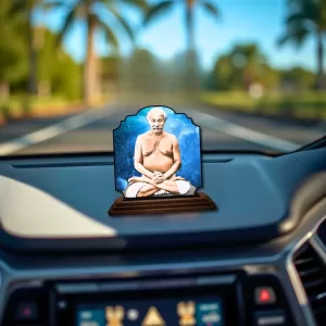 Car Dashboard/Table Top Lahiri Mahasaya Wooden Rectangle Photo Stand  3x4 Inches, Compact & Stylish Spiritual Display For Car, Home & Office (Pack Of 1) (F22260)