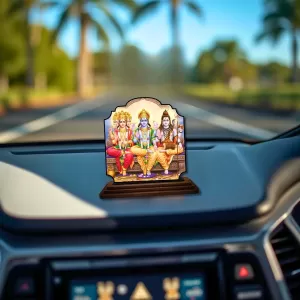 Car Dashboard/Table Top Bramha Vishnu And Shiva Wooden Rectangle Photo Stand 3x4 Inches, Compact & Stylish Spiritual Display For Car, Home & Office (Pack Of 1) (F22264) Car Dashboard/Table Top Bramha Vishnu And Shiva Wooden Rectangle Photo Stand 3x4 Inches, Compact & Stylish Spiritual Display For Car, Home & Office (Pack Of 1) (F22264)