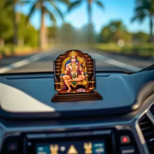 Car Dashboard/Table Top Lord Hanuman Wooden Rectangle Photo Stand  3x4 Inches, Compact & Stylish Spiritual Display For Car, Home & Office (Pack Of 1) (F22294)