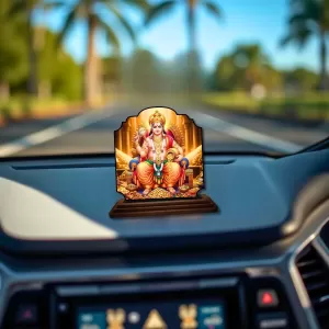 Car Dashboard/Table Top Kubera Wooden Rectangle Photo Stand  3x4 Inches, Compact & Stylish Spiritual Display For Car, Home & Office (Pack Of 1) (F22303)