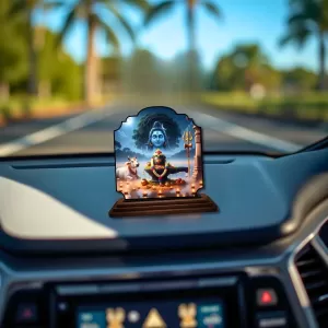 Car Dashboard/Table Top Shiva And Lingam Wooden Rectangle Photo Stand 3x4 Inches, Compact & Stylish Spiritual Display For Car, Home & Office (Pack Of 1) (F22309) Car Dashboard/Table Top Shiva And Lingam Wooden Rectangle Photo Stand 3x4 Inches, Compact & Stylish Spiritual Display For Car, Home & Office (Pack Of 1) (F22309)