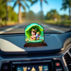 Car Dashboard/Table Top Little Krishna And Ganesha Wooden Rectangle Photo Stand 3x4 Inches, Compact & Stylish Spiritual Display For Car, Home & Office (Pack Of 1) (F22310) Car Dashboard/Table Top Little Krishna And Ganesha Wooden Rectangle Photo Stand 3x4 Inches, Compact & Stylish Spiritual Display For Car, Home & Office (Pack Of 1) (F22310)