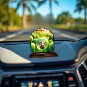 Car Dashboard/Table Top Lord Ganesha Wooden Rectangle Photo Stand  3x4 Inches, Compact & Stylish Spiritual Display For Car, Home & Office (Pack Of 1) (F22315)