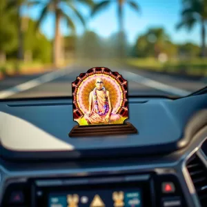Car Dashboard/Table Top Srila Bhaktisiddhanta Saraswati Thakura Wooden Rectangle Photo Stand  3x4 Inches, Compact & Stylish Spiritual Display For Car, Home & Office (Pack Of 1) (F22324)