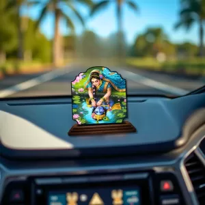 Car Dashboard/Table Top Radha Krishna Wooden Rectangle Photo Stand 3x4 Inches, Compact & Stylish Spiritual Display For Car, Home & Office (Pack Of 1) (F22326) Car Dashboard/Table Top Radha Krishna Wooden Rectangle Photo Stand 3x4 Inches, Compact & Stylish Spiritual Display For Car, Home & Office (Pack Of 1) (F22326)