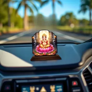 Car Dashboard/Table Top Lord Ganesha Wooden Rectangle Photo Stand  3x4 Inches, Compact & Stylish Spiritual Display For Car, Home & Office (Pack Of 1) (F22329)