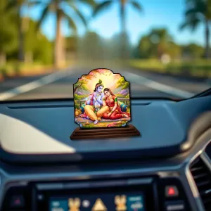 Car Dashboard/Table Top Radha Krishna Wooden Rectangle Photo Stand 3x4 Inches, Compact & Stylish Spiritual Display For Car, Home & Office (Pack Of 1) (F22339) Car Dashboard/Table Top Radha Krishna Wooden Rectangle Photo Stand 3x4 Inches, Compact & Stylish Spiritual Display For Car, Home & Office (Pack Of 1) (F22339)