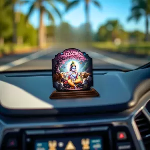 Car Dashboard/Table Top Lord Krishna Wooden Rectangle Photo Stand 3x4 Inches, Compact & Stylish Spiritual Display For Car, Home & Office (Pack Of 1) (F22345) Car Dashboard/Table Top Lord Krishna Wooden Rectangle Photo Stand 3x4 Inches, Compact & Stylish Spiritual Display For Car, Home & Office (Pack Of 1) (F22345)