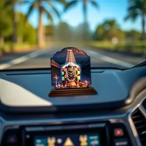 Car Dashboard/Table Top Jyothirlingam Wooden Rectangle Photo Stand  3x4 Inches, Compact & Stylish Spiritual Display For Car, Home & Office (Pack Of 1) (F22349)