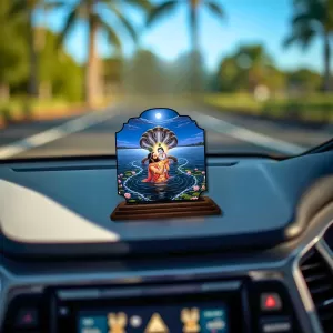 Car Dashboard/Table Top Lord Krishna Wooden Rectangle Photo Stand 3x4 Inches, Compact & Stylish Spiritual Display For Car, Home & Office (Pack Of 1) (F22351) Car Dashboard/Table Top Lord Krishna Wooden Rectangle Photo Stand 3x4 Inches, Compact & Stylish Spiritual Display For Car, Home & Office (Pack Of 1) (F22351)