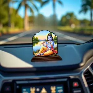 Car Dashboard/Table Top Lord Krishna Wooden Rectangle Photo Stand 3x4 Inches, Compact & Stylish Spiritual Display For Car, Home & Office (Pack Of 1) (F22365) Car Dashboard/Table Top Lord Krishna Wooden Rectangle Photo Stand 3x4 Inches, Compact & Stylish Spiritual Display For Car, Home & Office (Pack Of 1) (F22365)