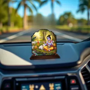 Car Dashboard/Table Top Lord Krishna Wooden Rectangle Photo Stand 3x4 Inches, Compact & Stylish Spiritual Display For Car, Home & Office (Pack Of 1) (F22366) Car Dashboard/Table Top Lord Krishna Wooden Rectangle Photo Stand 3x4 Inches, Compact & Stylish Spiritual Display For Car, Home & Office (Pack Of 1) (F22366)