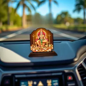 Car Dashboard/Table Top Goddess Lakshmi Wooden Rectangle Photo Stand  3x4 Inches, Compact & Stylish Spiritual Display For Car, Home & Office (Pack Of 1) (F22369)