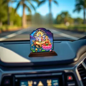 Car Dashboard/Table Top Lord Vishnu And Lakshmi Wooden Rectangle Photo Stand 3x4 Inches, Compact & Stylish Spiritual Display For Car, Home & Office (Pack Of 1) (F22379) Car Dashboard/Table Top Lord Vishnu And Lakshmi Wooden Rectangle Photo Stand 3x4 Inches, Compact & Stylish Spiritual Display For Car, Home & Office (Pack Of 1) (F22379)