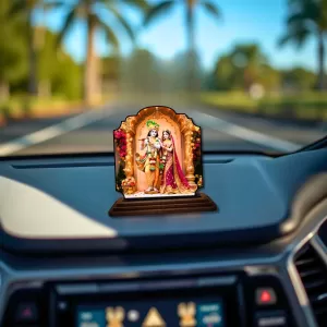 Car Dashboard/Table Top Radha Krishna Wooden Rectangle Photo Stand 3x4 Inches, Compact & Stylish Spiritual Display For Car, Home & Office (Pack Of 1) (F22382) Car Dashboard/Table Top Radha Krishna Wooden Rectangle Photo Stand 3x4 Inches, Compact & Stylish Spiritual Display For Car, Home & Office (Pack Of 1) (F22382)
